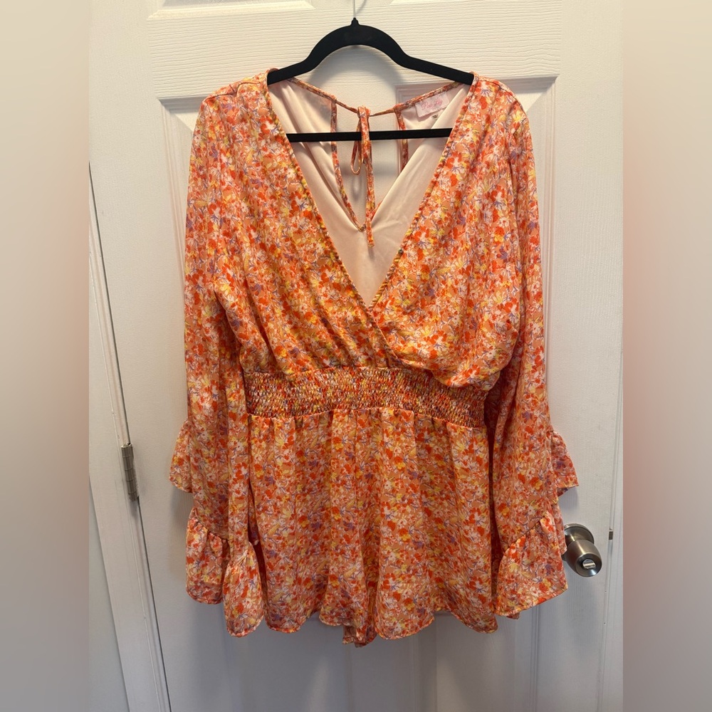 Long sleeve floral romper